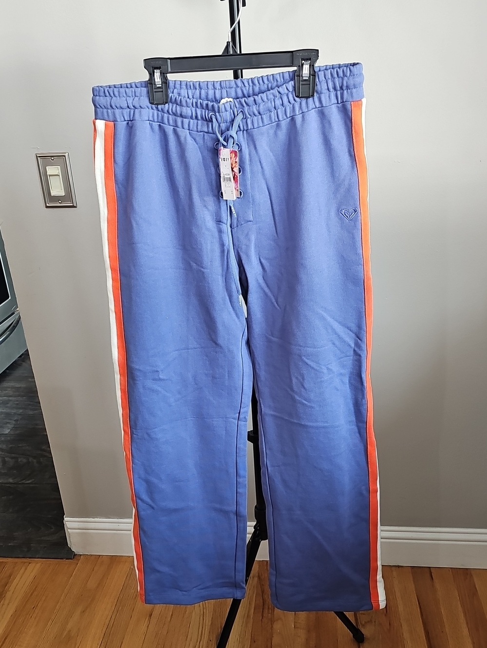 Roxy Women's Blue Joggers with Orange & White Side Stripes
